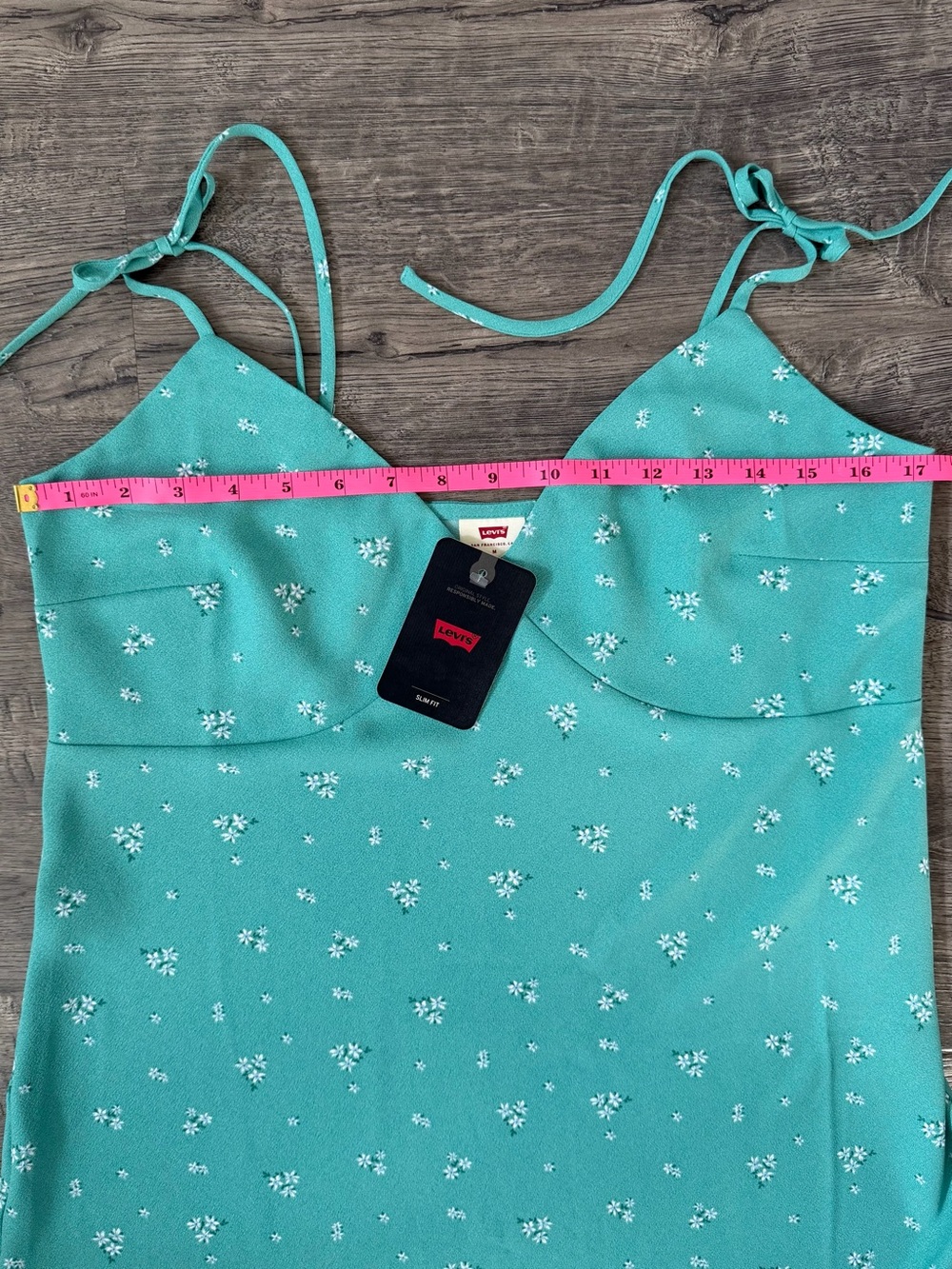 Levi’s Rena Tie Strap Floral Midi Dress Green Sleeveless NWT M - Picture 8 of 10
